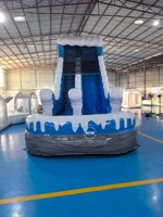 Toboggan aquatique gonflable commercial de 22 pieds, motif palmiers, pour enfants et adultes – Grande vente pour aires de jeux extérieures