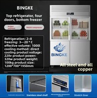 Congélateur commercial à 4 portes, refroidissement direct, température unique, en acier inoxydable 304, combiné réfrigérateur-congélateur pour restaurant et hôtel