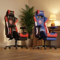 Silla de Juego Ergonómica con Reposabrazos 3D, Silla Giratoria para Gamers, Silla de Juego Profesional de Cuero PU con Respaldo Alto y Reposapiés