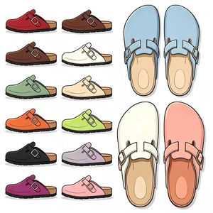 Collection de sabots et mules Boston : dessus en cuir véritable, semelle intermédiaire en liège offrant un soutien supérieur de la voûte plantaire, chaussures confortables OEM - Product Image 1