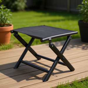 Black Aluminum <b>Folding</b> <b>Footstool</b> Outdoor Furniture Water Resistant Minimalist Design - Product Image 2
