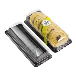 Boîte en plastique pour gâteau roulé suisse, pâtisserie, dessert, sushi, emballage de gâteau, conteneur pour gâteau roulé avec couvercle transparent - Product Image 1