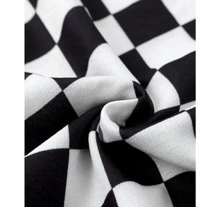 Personalizzato il tuo logo classico O collo camicie <span class=keywords><strong>a</strong></span> maniche corte nero bianco <span class=keywords><strong>a</strong></span> scacchi t-shirt personalizzate - Product Image 4