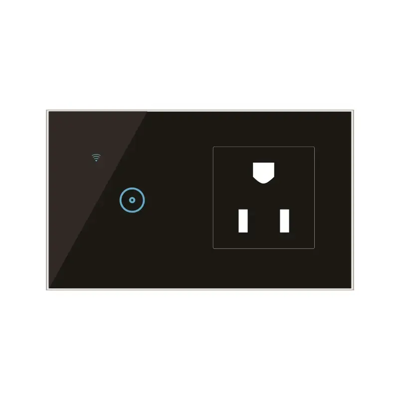 Aplicación inteligente Control remoto 250V Toma de corriente eléctrica universal Retardante de llama PC Panel táctil de vidrio templado Toma de interruptor de pared inteligente