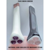 Bâton de massage oculaire en jade naturel moulé sur mesure, outils de soin de la peau, applicateur de masque facial en silicone, pinceau applicateur de masque facial