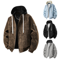 Veste à capuche contrastée pour l'automne et l'hiver, tendance et décontractée, vente en gros, logo personnalisable, veste pour homme