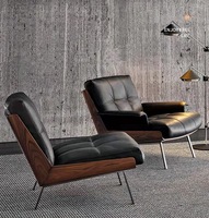 Fauteuil inclinable à bascule moderne en cuir avec structure en acier inoxydable pour salon, chambre, bureau à domicile, villa, loisirs