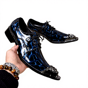 <span class=keywords><strong>Scarpe</strong></span> da <span class=keywords><strong>Uomo</strong></span> Casual Eleganti con Punta in Acciaio <span class=keywords><strong>Blu</strong></span>, Stile Europeo e Americano, in Vera <span class=keywords><strong>Pelle</strong></span> con Lacci, Moda Personalizzata - Product Image 4