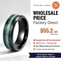 Bague TIZTI tendance en météorite, bague de mariage 8 mm avec dôme en opale verte et incrustation de météorite Muonionalusta, bague en zirconium noir pour homme