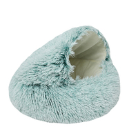 Dropshipping Products 2025 Portable Soft Long Plush Round Plush Cat Warm Bed House Donut Waring Sleeping Bed for Pet