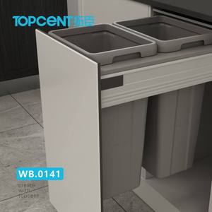 New Arrival Kitchen Cabinet Built-In Pull Out Waste Bin Dust Bin Pull Out Trash Can For Kitchen Soft Closing Slide Rubbish Can