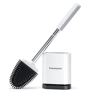 Cepillo de inodoro ventilado para limpieza del baño con mango de acero inoxidable y soporte de silicona para cepillo de inodoro - Product Image 2