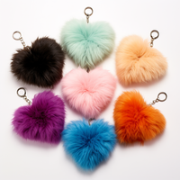Vente en gros Porte-clés bouffant mignon multicolore Porte-clés à pompon Porte-clés en peluche détachable Porte-clés à pompons moelleux personnalisé