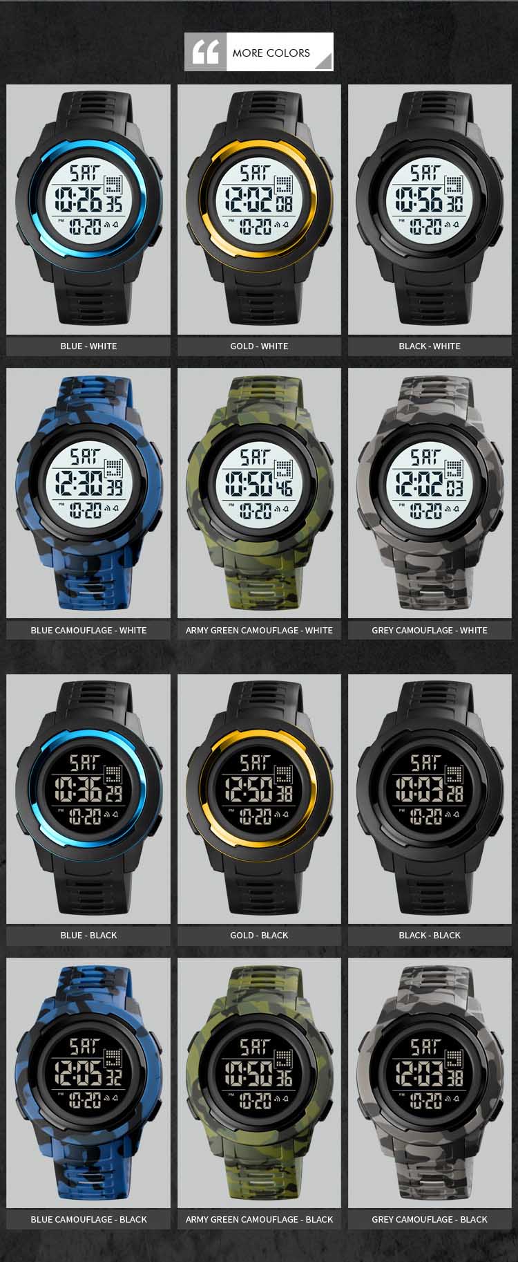 SKMEI 1731 new design made in prc mens digital watch latest PU leather band Waterproof Multi function low moq sports watch facto