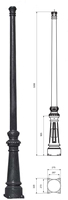 Lampu Taman LED luar ruangan lampu jalan Fitting Ideal Ductile cor tiang pilar besi lukisan hitam tua tradisional tua