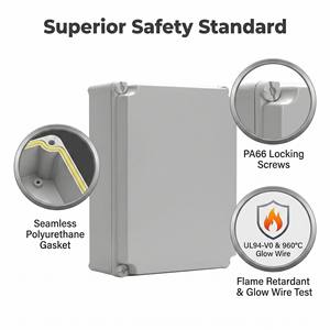 Boîtier de jonction étanche IP67, boîtier <span class=keywords><strong>NEMA</strong></span> 4X, boîtier électrique en composite PC ABS ignifuge UL94-V0, résistant aux chocs IK10 - Product Image 3