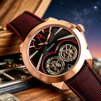 Montre de sport automatique de luxe de haute qualité en acier inoxydable, étanche, avec bracelet en cuir et silicone pour hommes