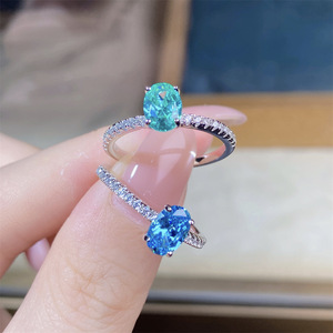 S925 Sterling Silver Phụ Nữ Của Vòng 18K Vàng Phòng Thí Nghiệm Tạo Ra Cz Cao Carbon 1 Carat Cổ Điển Teal-Màu Xanh Lá Cây Solitaire Engagement Band - Product Image 5