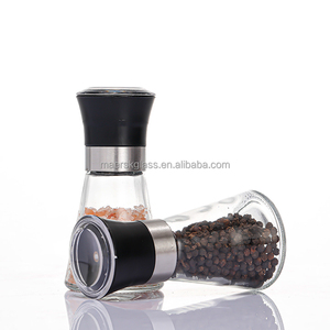 Mini juego de tarros de molinillo de sal y pimienta de vidrio personalizado Juego de botellas de molinillo de pimienta y sal Tapa de acero - Product Image 2
