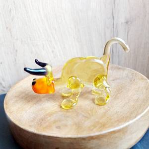 Nouvelle figurine artisanale en verre soufflé de Murano, Triceratops jaune, décoration artistique animale, cadeau artisanal fait main - Product Image 6