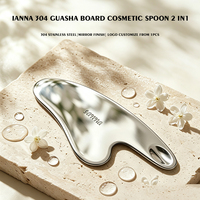 Spatule faciale IANNA gratuite avec logo, cuillère à crème cosmétique, outil de beauté, applicateur de fond de teint, spatule à crème Guasha en acier inoxydable