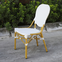 Chaise de jardin en aluminium et rotin PE tressé, motif papillon, fabriquée à la main en usine, pour terrasse et bistro