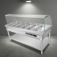 Table de maintien au chaud électrique commerciale XY pour buffet, 6 compartiments, en acier inoxydable, température réglable, équipement de restauration