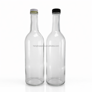<span class=keywords><strong>Bouteille</strong></span> de <span class=keywords><strong>vin</strong></span> de Bordeaux en verre rond de haute qualité <span class=keywords><strong>75cl</strong></span> 25oz 750ml, bouteilles de rhum Coquito, de liqueurs et de spiritueux avec bouchons noirs de 28 mm - Product Image 6