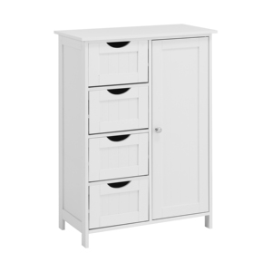 White Bathroom <b>Storage</b> Cabinet Floor Cabinet With Adjustable Shelf And <b>Drawers</b> - Product Image 1