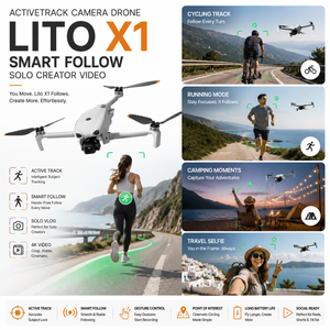 Drone caméra Lito X1 ActiveTrack avec suivi intelligent pour créateurs de contenu en solo, vlogging de voyage, sports de plein air et vidéo - Pack vidéo - Product Image 1