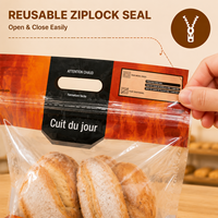 Bolsas Transparentes Reutilizables para Panadería con Cierre, Asa Superior y Cierre de Cremallera, para Pasteles, Croissants, Pan, Bolsas Personalizables de PET+CPP para Almacenamiento de Alimentos