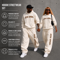 Ensemble survêtement unisexe personnalisé en molleton, coupe oversize, style streetwear, durable, brodé, marque privée