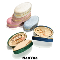 Nouvelle boîte à bijoux en velours de qualité supérieure, étui de rangement portable ovale avec fermeture éclair, mini boîte de rangement pour bijoux de voyage, logo personnalisé, vente en gros