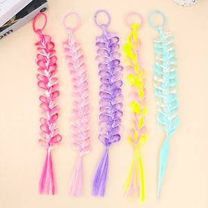 Parrucca Colorata in Fibra Sintetica per Bambine Stile Principessa Elsa, Treccia con Elastico per Capelli, Treccia a Bolle con Riflessi per Bambine - Product Image 2