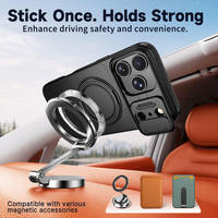 Étui magnétique pour iPhone 17 Pro Max, 360 °   Support rotatif, coque de protection robuste antichoc en TPU + PC, compatible MagSafe