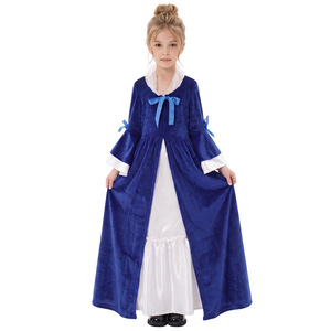 Disfraz colonial para niños, conjunto de vestido y abrigo azul para niños y niñas, traje para actuación de Halloween - Product Image 3