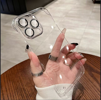 Coque en TPU électrolytique sans cadre souple pour iPhone 15 Pro Max 13 14 Coque de placage antichoc avec couverture arrière transparente en acrylique