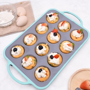 Teglia per Muffin in Silicone 6-12 tazze stampo per Muffin con <span class=keywords><strong>telaio</strong></span> in <span class=keywords><strong>acciaio</strong></span> inossidabile rinforzato in metallo all'interno di stampi per Cupcake antiaderenti - Product Image 4