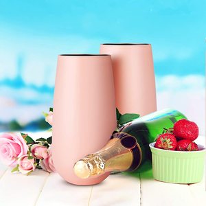 Flûtes à Champagne, en acier inoxydable, sans manches, avec Logo <span class=keywords><strong>personnalisé</strong></span>, gobelet à vin isolé avec couvercle pour fête, ml - Product Image 5