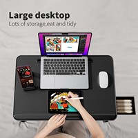 Table de lit pliable pour ordinateur Portable avec lumière LED, plateau de petit déjeuner pliable, Portable, support pour ordinateur Portable