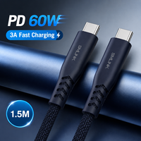 Se Aceptan Pedidos Pequeños, Cable de Carga Rápida Smilelink PD60W 3A, Cable C-C de 1.5M, Trenzado de Nailon, Transferencia de Datos de Cobre Puro, 12 Meses de Seguridad