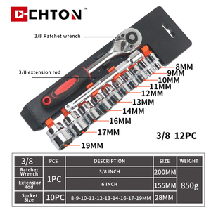 Bộ Dụng Cụ Ổ Cắm Cờ Lê Bằng Thép, 12 Chi Tiết, Có Khung Nhựa - Product Image 2