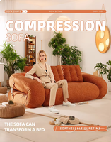 Europäisches Modernes Zweisitzer-Schlafsofa aus Vakuumstoff, Quadratische Form, Platzsparend, Modular für Apartments