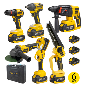 Combo d'outils électriques 6 en 1 comprenant une perceuse électrique, une meuleuse d'angle, un sécateur, une scie à chaîne, une clé 350 et un marteau pour les travaux difficiles - Product Image 1