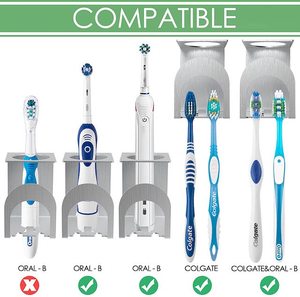 Portaspazzolino bagno <span class=keywords><strong>doccia</strong></span> autoadesivo 3 in 1 portabicchieri dentifricio portaspazzolino elettrico a parete - Product Image 4