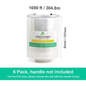 BOMEI PACK Stretch <b>Wrap</b> Film 5 In X 1000 Ft 80 Gauge <b>Pallet</b> Packaging Material Durable Self Adhering Plastic - Product Image 3