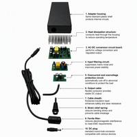 Adaptateur secteur AC/DC haute efficacité 120W 19V 6.32A avec protection contre les surcharges pour ordinateur portable de jeu