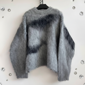 Suéter de Mohair Jacquard Personalizado para <span class=keywords><strong>Hombre</strong></span>, Fabricante de Alta Calidad, Suéter de Mohair de <span class=keywords><strong>Cuello</strong></span> Redondo Tejido a Mano Estilo Vintage para Otoño - Product Image 1