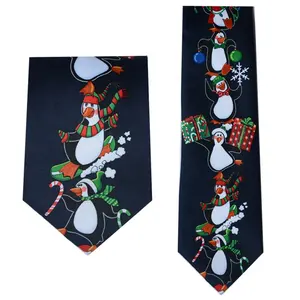 Popular elk snowman pattern print on tie for Christmas festival