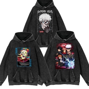 65 Stili di Felpe con Cappuccio <span class=keywords><strong>Anime</strong></span> <span class=keywords><strong>Jujutsu</strong></span> <span class=keywords><strong>Kaisen</strong></span> Satoru Gojo in Cotone Lavato, Stampa a Trasferimento Termico, Modello Ampio per Uomo e Donna - Product Image 1